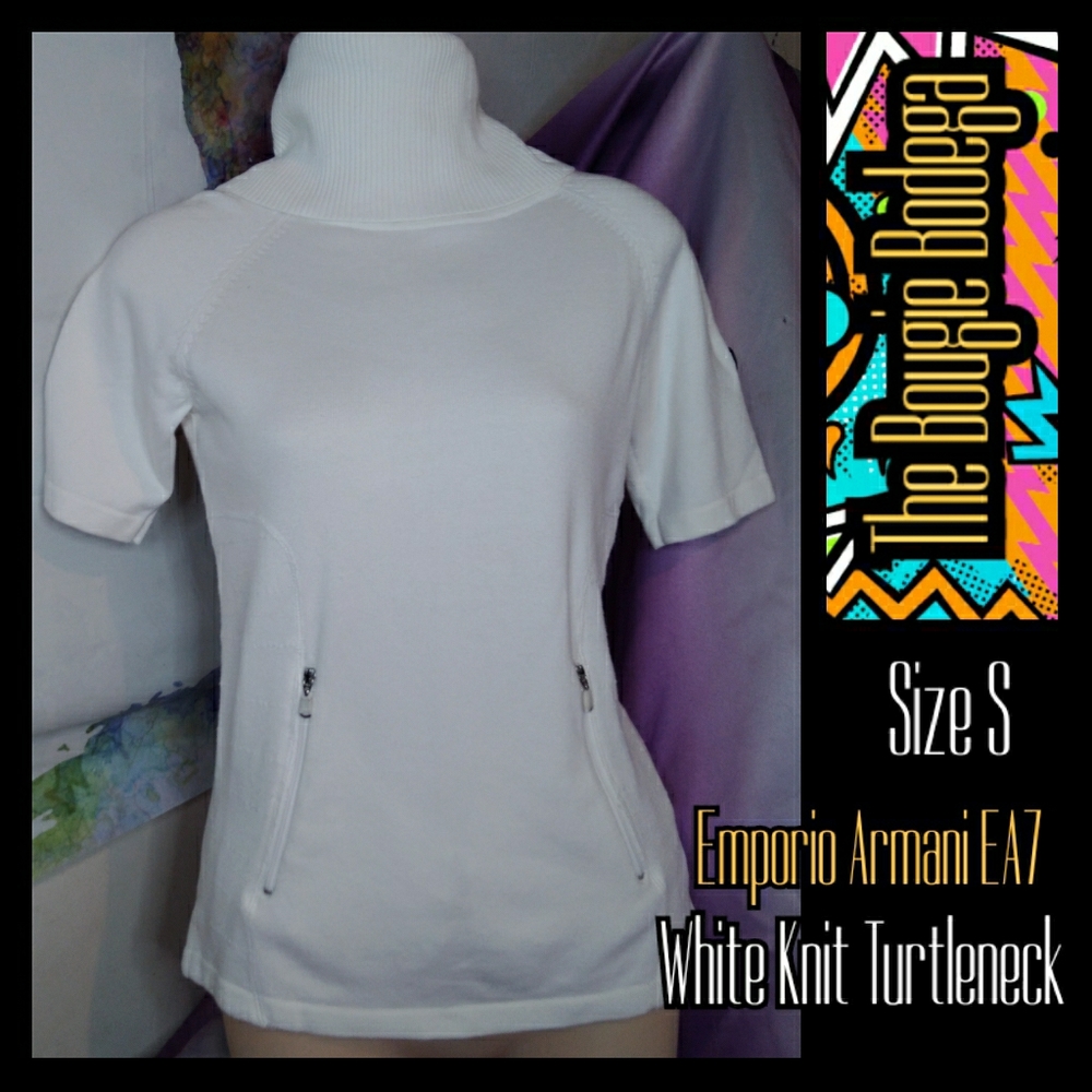 Emporio Armani EA7 White Knit Turtleneck